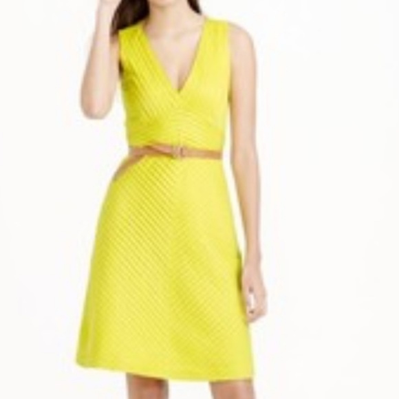 J. Crew Dresses & Skirts - J. CREW Chevron Pleated Dress Neon Yellow {W25}
